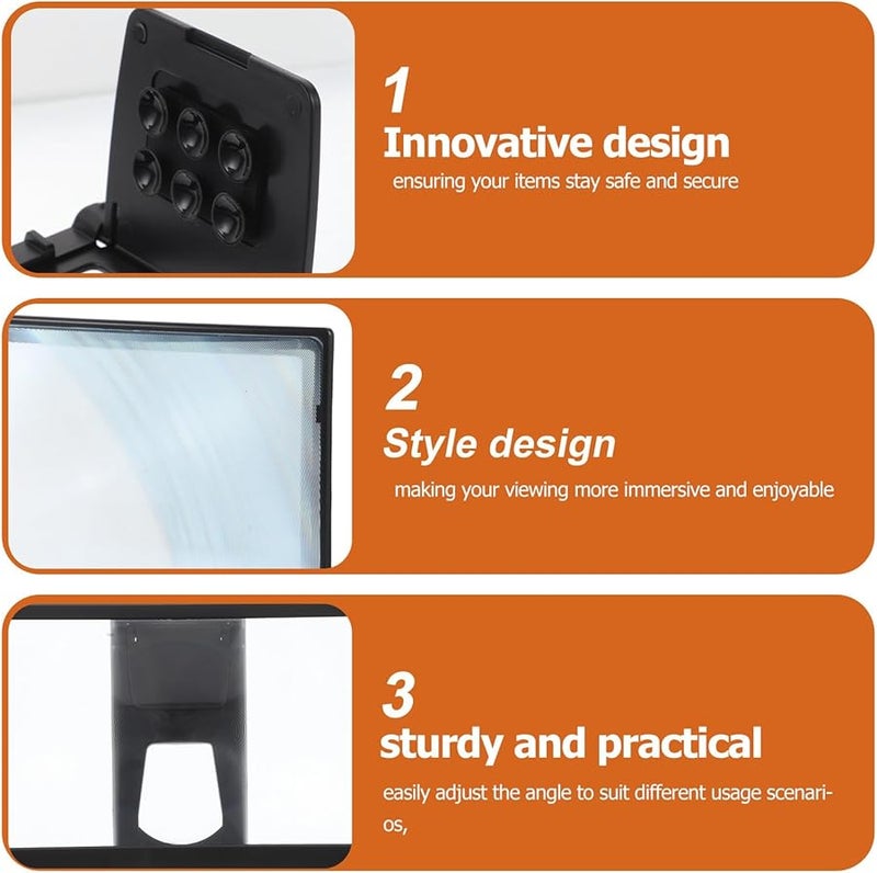 Unomor 12 Inch Curved Screen Phone Amplifier Stand HD Magnifier Portable Desktop - Image 3